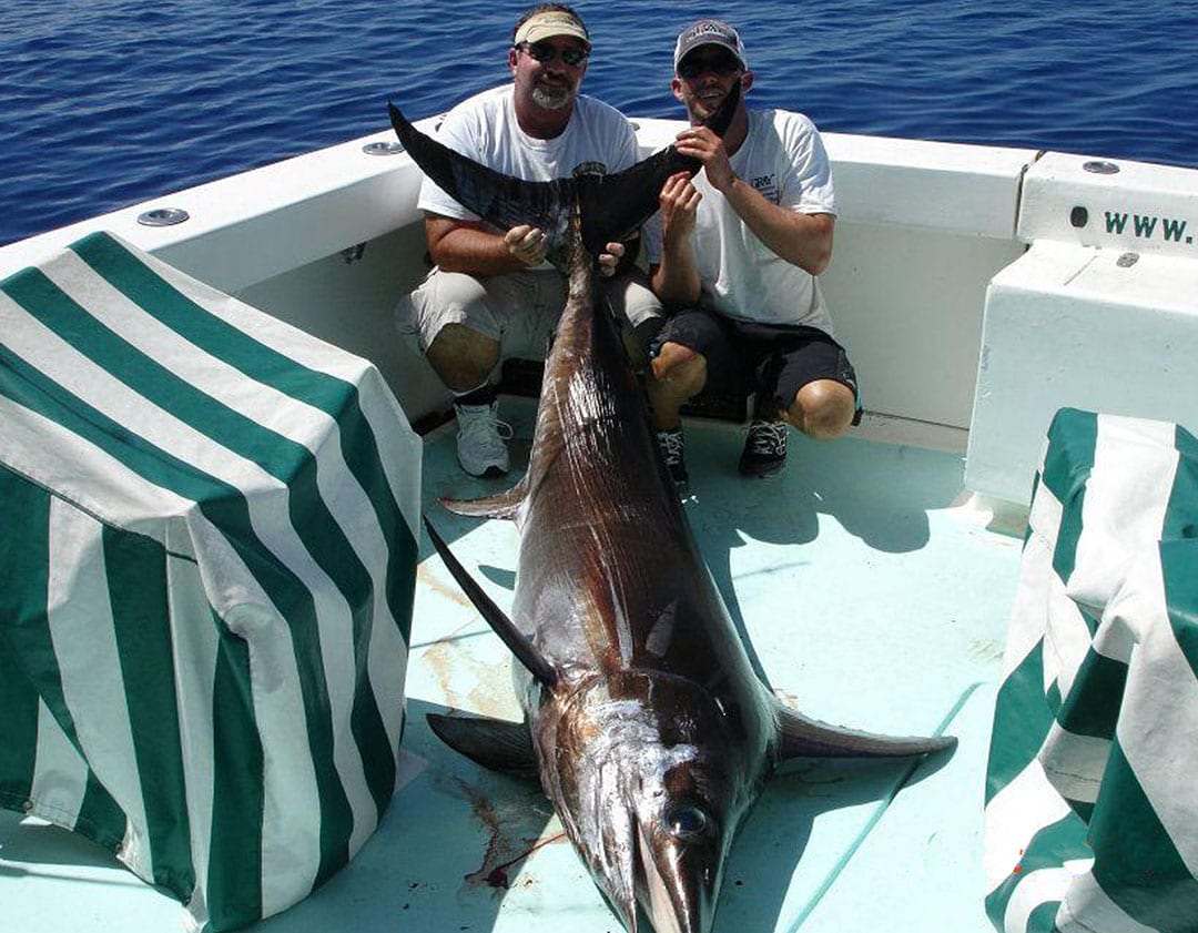 Big swordfish caught while fishing during the daytime in Miami